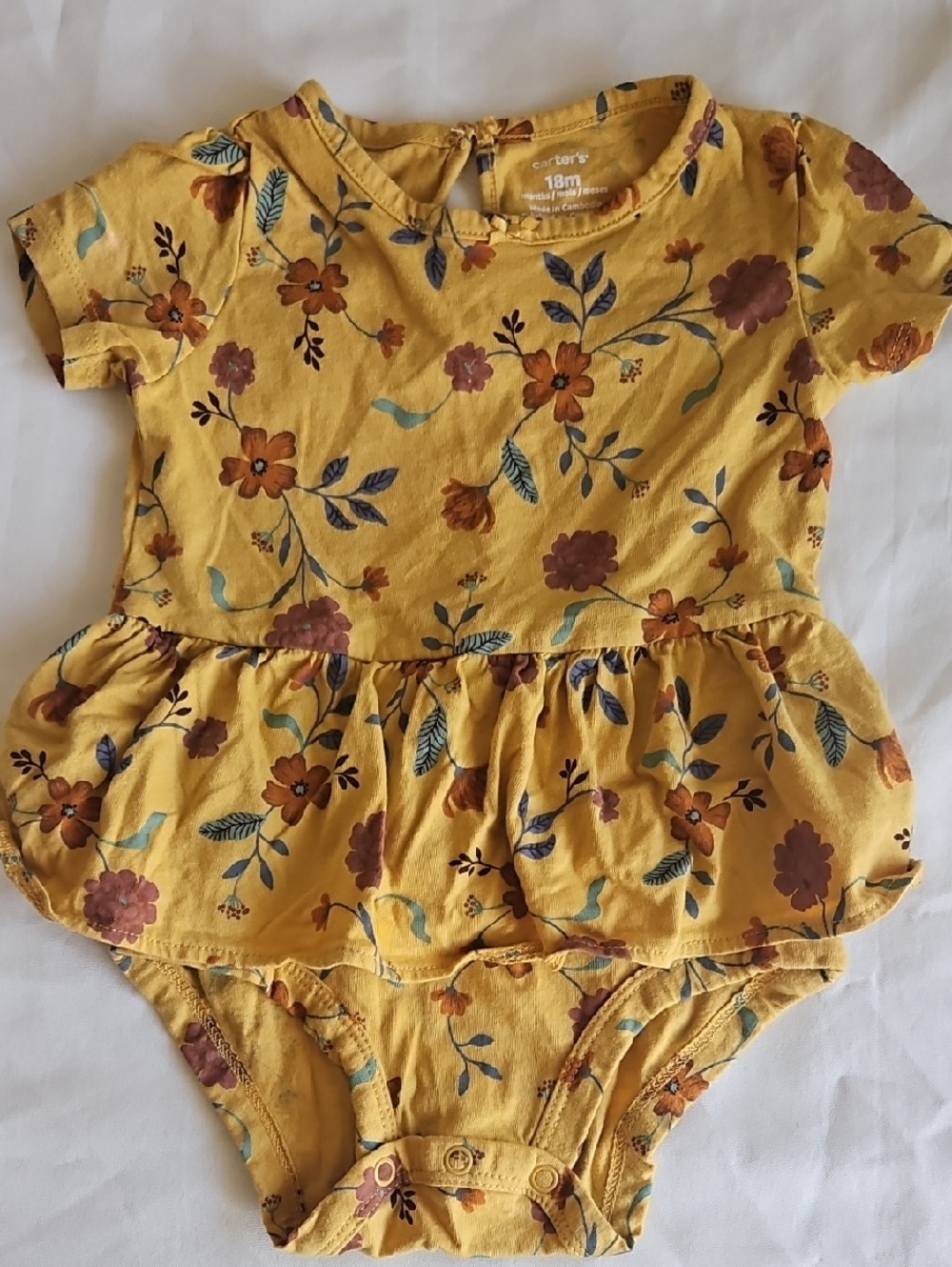 Carter's Mustard Floral Peplum Bodysuit
